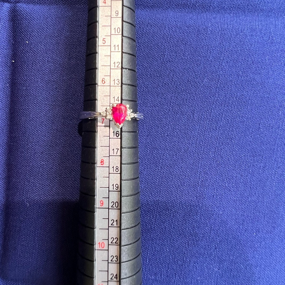 14k White Gold Lab Created Ruby And Diamond Ring. - image 1